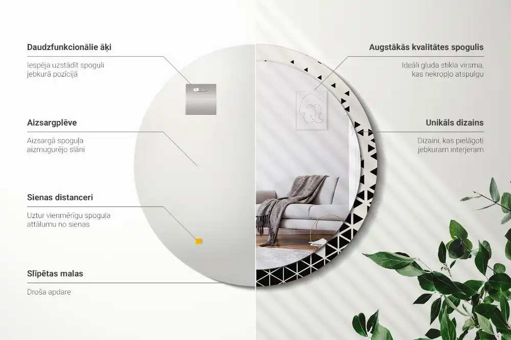 Okroglo okrasno ogledalo Geometrijska abstrakcija