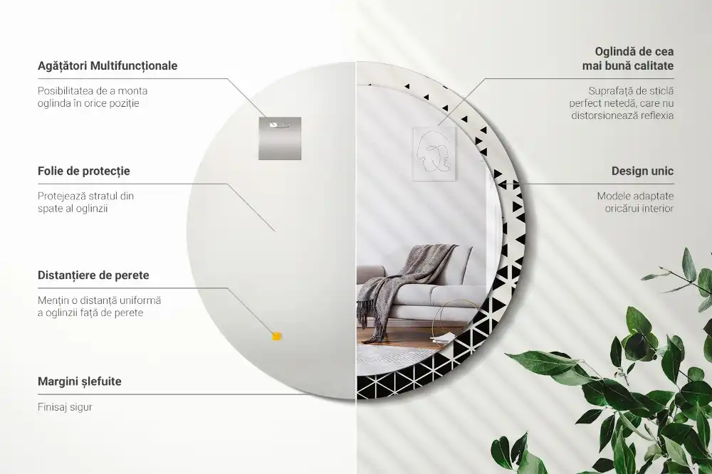 Okroglo okrasno ogledalo Geometrijska abstrakcija