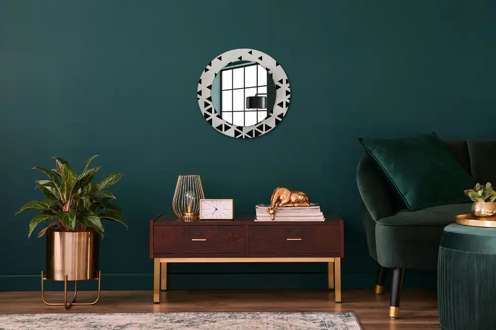 Okroglo okrasno ogledalo Geometrijska abstrakcija