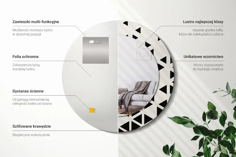 Okroglo okrasno ogledalo Geometrijska abstrakcija