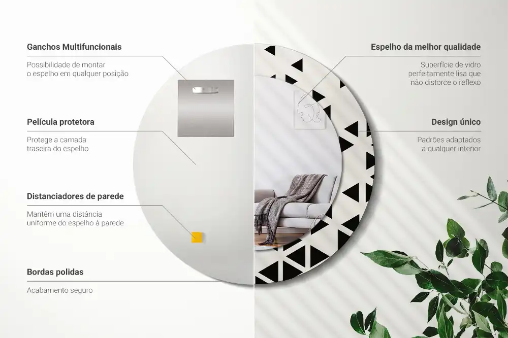 Okroglo okrasno ogledalo Geometrijska abstrakcija