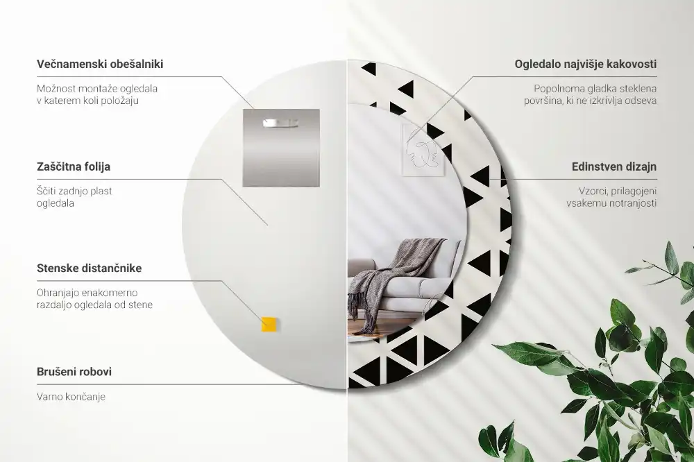 Okroglo okrasno ogledalo Geometrijska abstrakcija