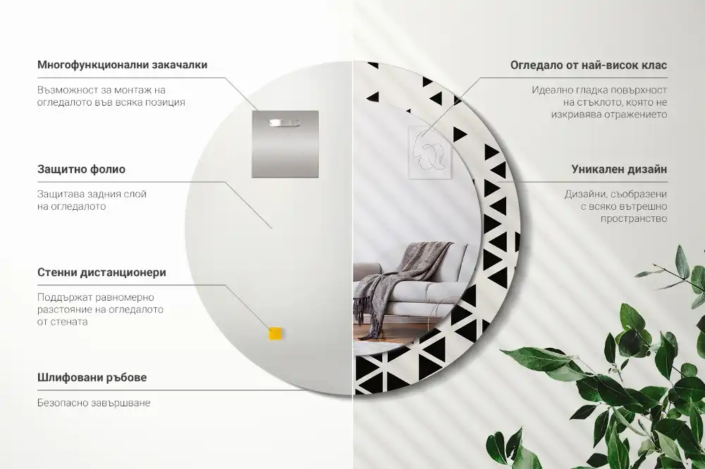 Okroglo okrasno ogledalo Geometrijska abstrakcija