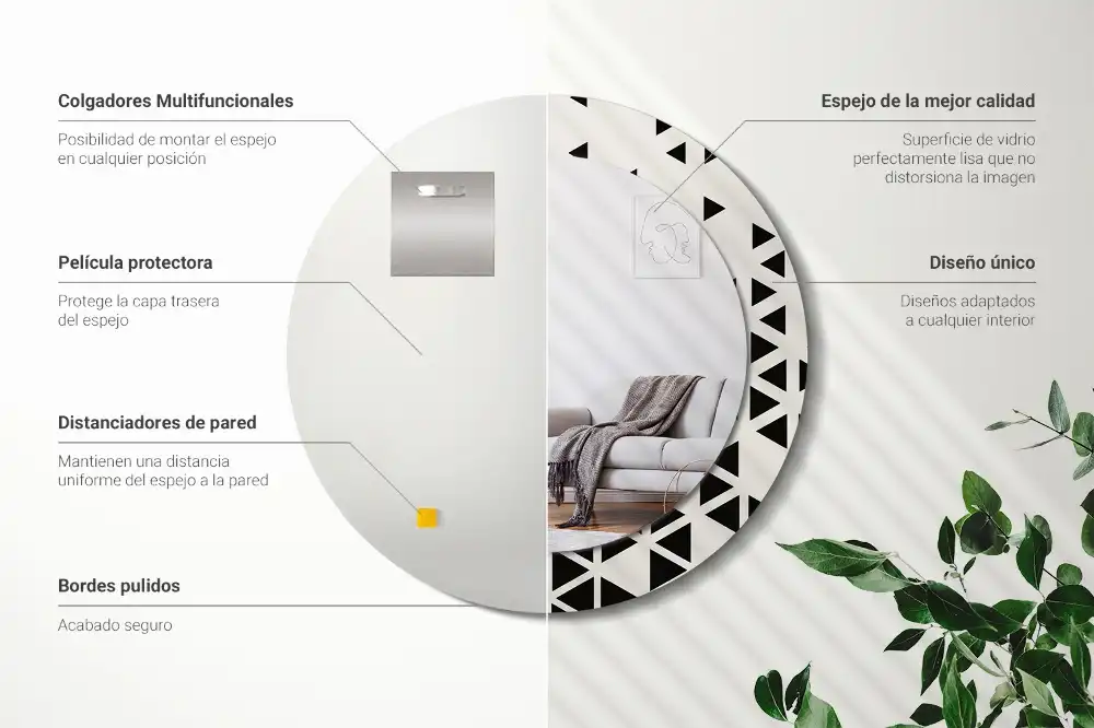 Okroglo okrasno ogledalo Geometrijska abstrakcija