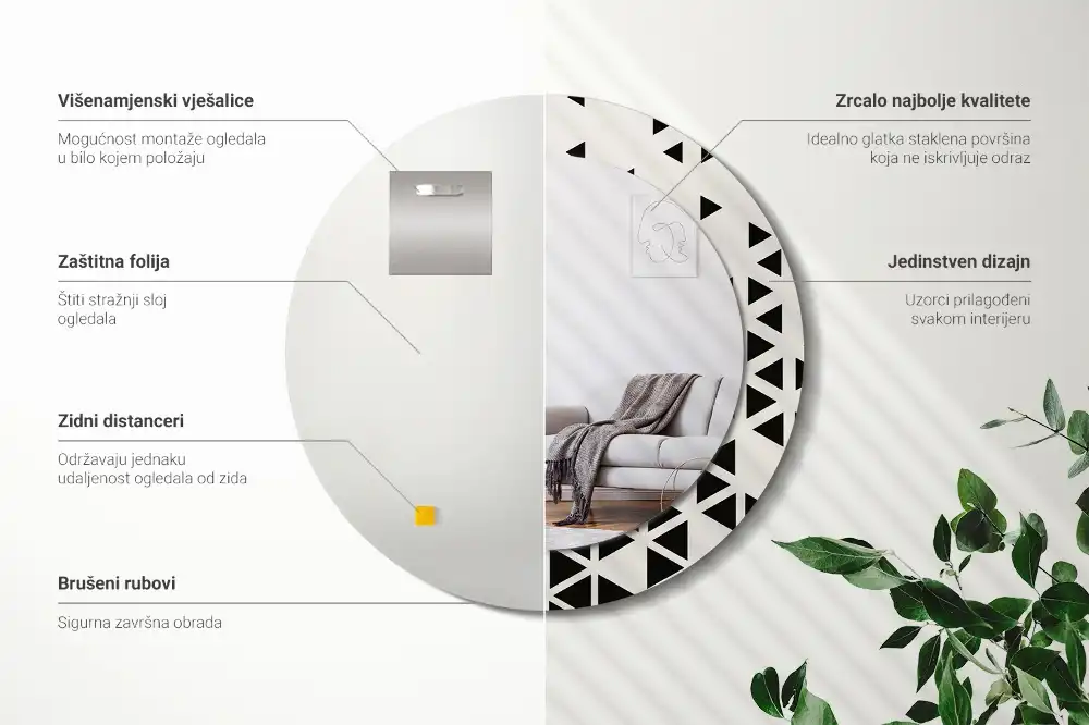 Okroglo okrasno ogledalo Geometrijska abstrakcija