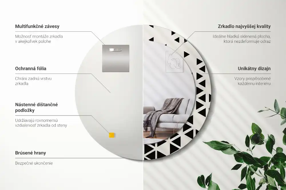 Okroglo okrasno ogledalo Geometrijska abstrakcija