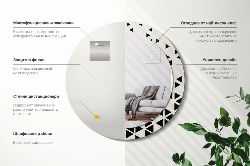 Okroglo okrasno ogledalo Geometrijska abstrakcija