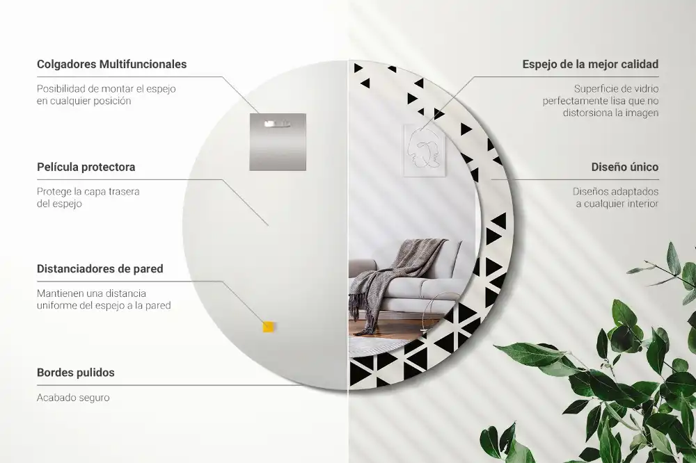 Okroglo okrasno ogledalo Geometrijska abstrakcija