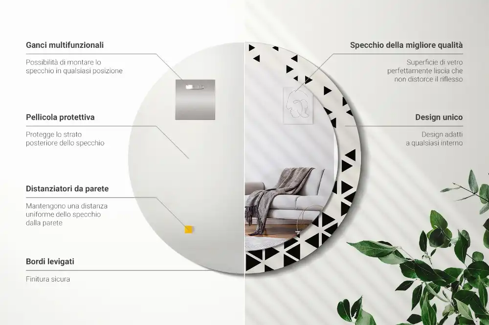 Okroglo okrasno ogledalo Geometrijska abstrakcija