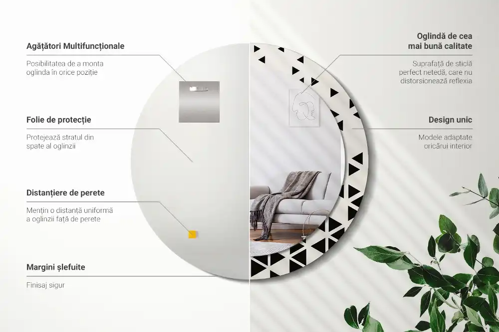 Okroglo okrasno ogledalo Geometrijska abstrakcija