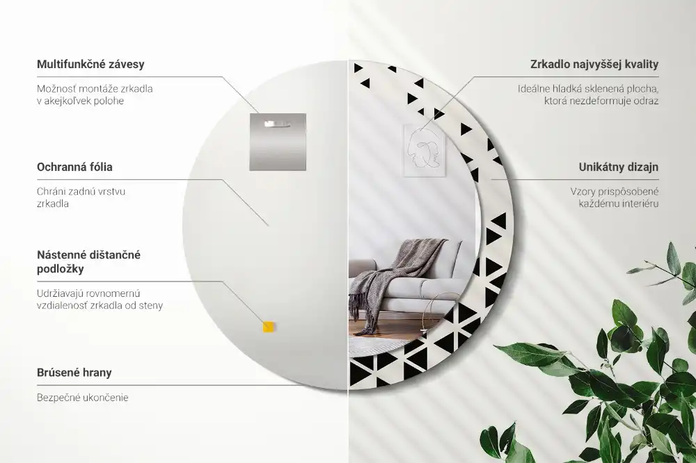 Okroglo okrasno ogledalo Geometrijska abstrakcija