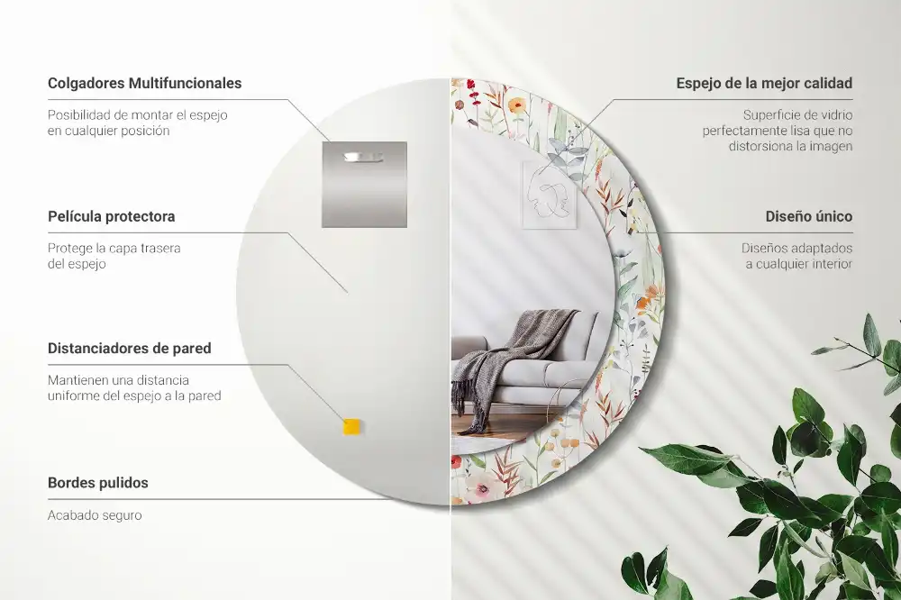 Okroglo okrasno ogledalo Divje rože