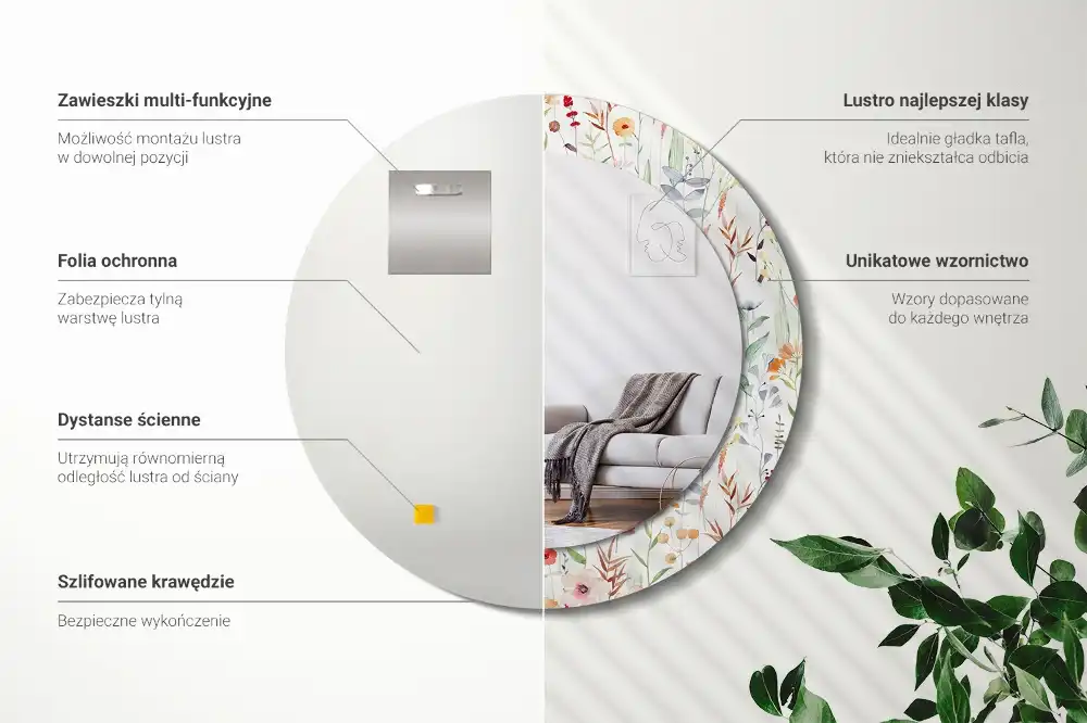 Okroglo okrasno ogledalo Divje rože