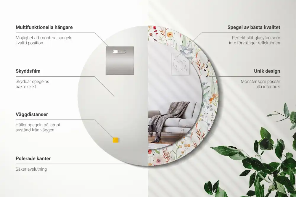 Okroglo okrasno ogledalo Divje rože