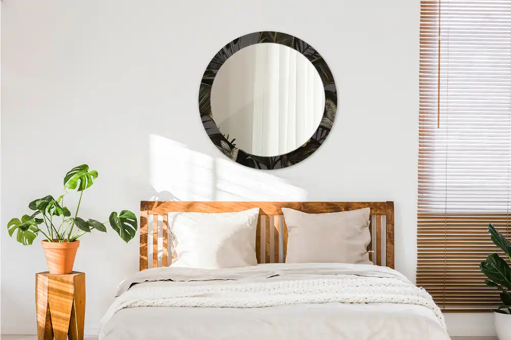 Okroglo stensko okrasno ogledalo Cvetovi hibiskusa