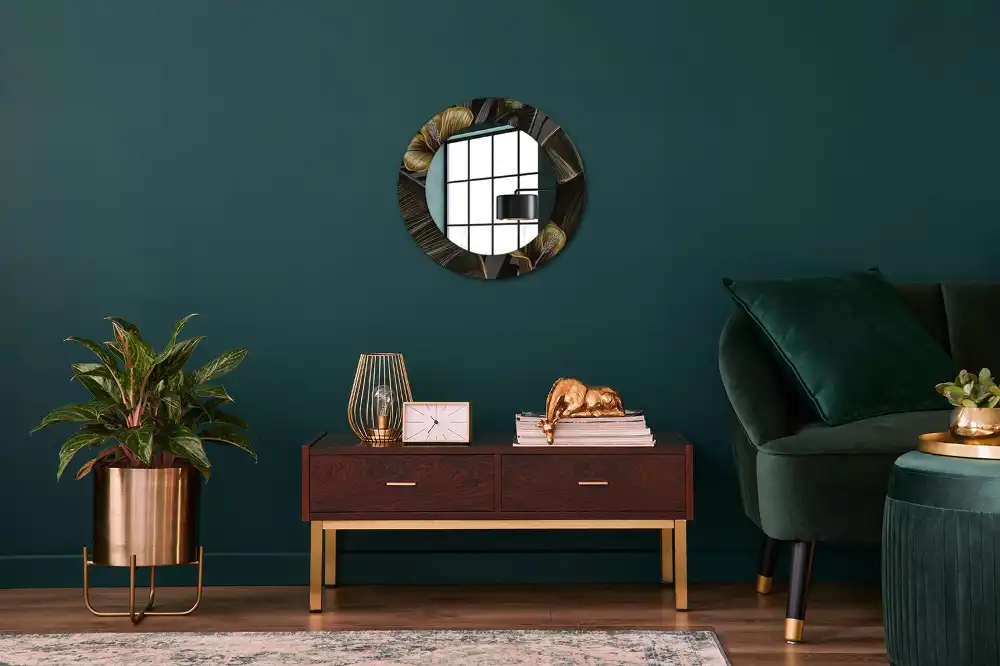 Okroglo stensko okrasno ogledalo Cvetovi hibiskusa