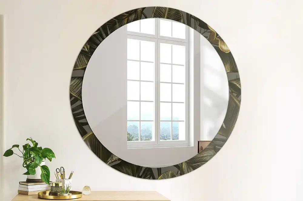 Okroglo stensko okrasno ogledalo Cvetovi hibiskusa