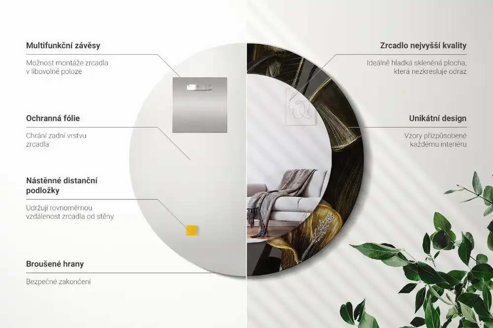 Okroglo stensko okrasno ogledalo Cvetovi hibiskusa