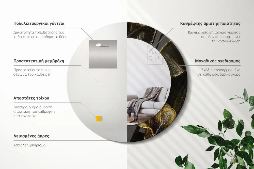 Okroglo stensko okrasno ogledalo Cvetovi hibiskusa