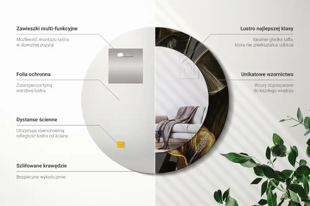 Okroglo stensko okrasno ogledalo Cvetovi hibiskusa