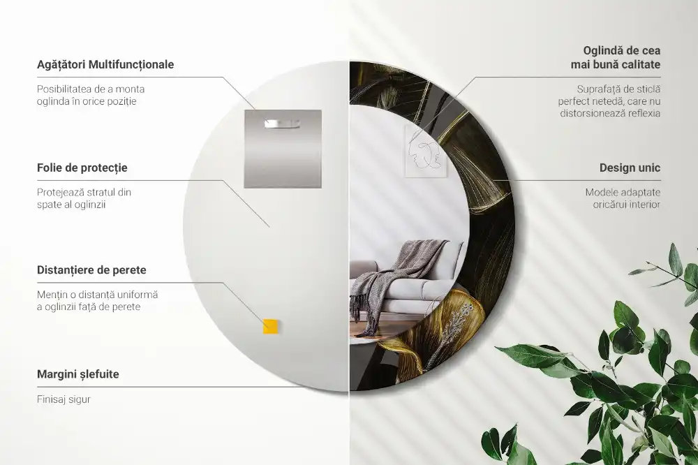 Okroglo stensko okrasno ogledalo Cvetovi hibiskusa