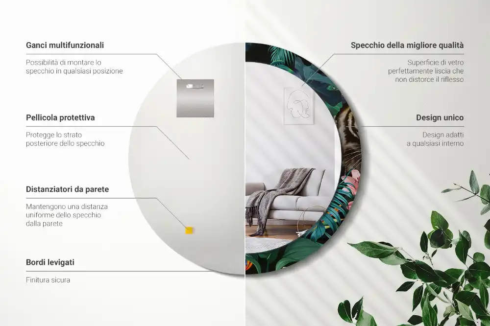 Okroglo okrasno ogledalo Starinska džungla