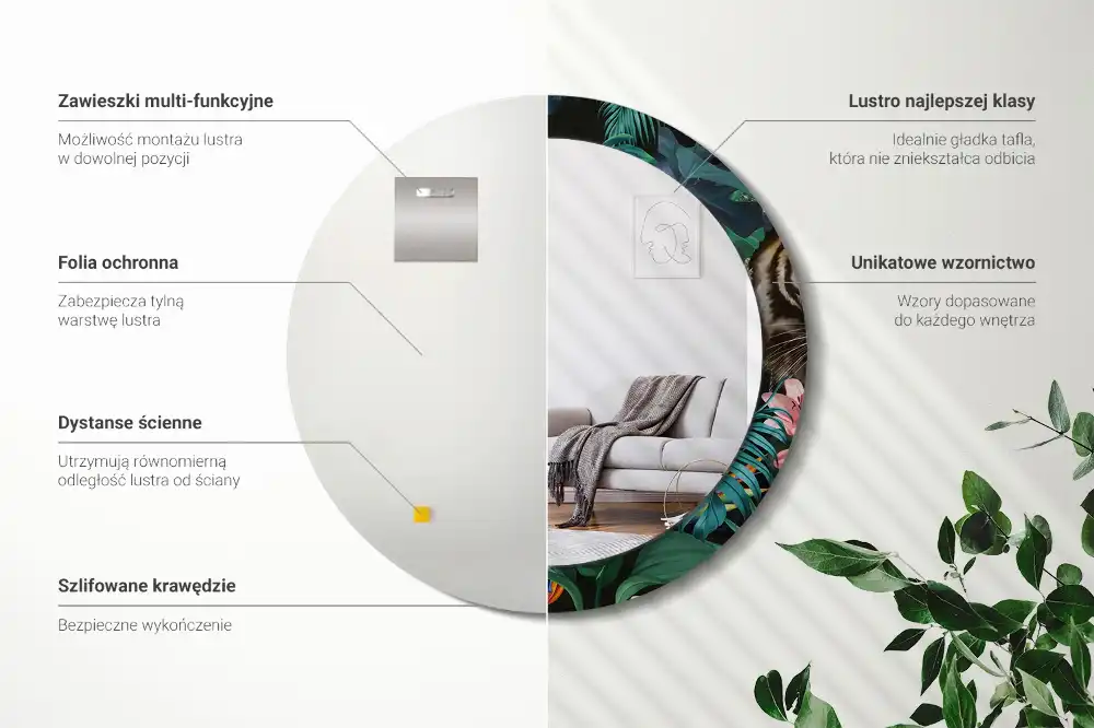 Okroglo okrasno ogledalo Starinska džungla