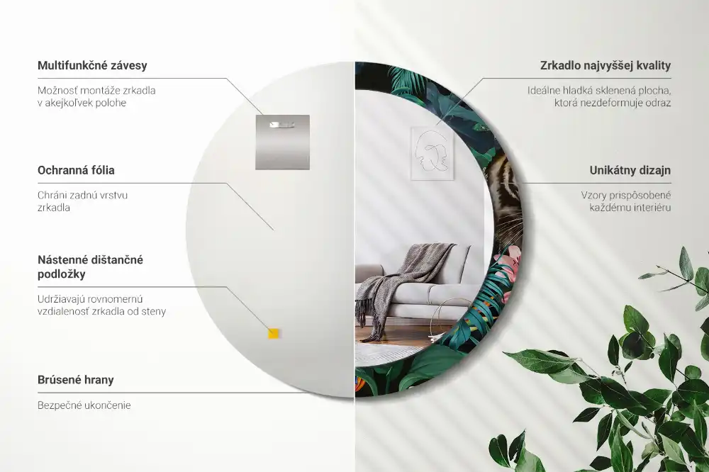 Okroglo okrasno ogledalo Starinska džungla