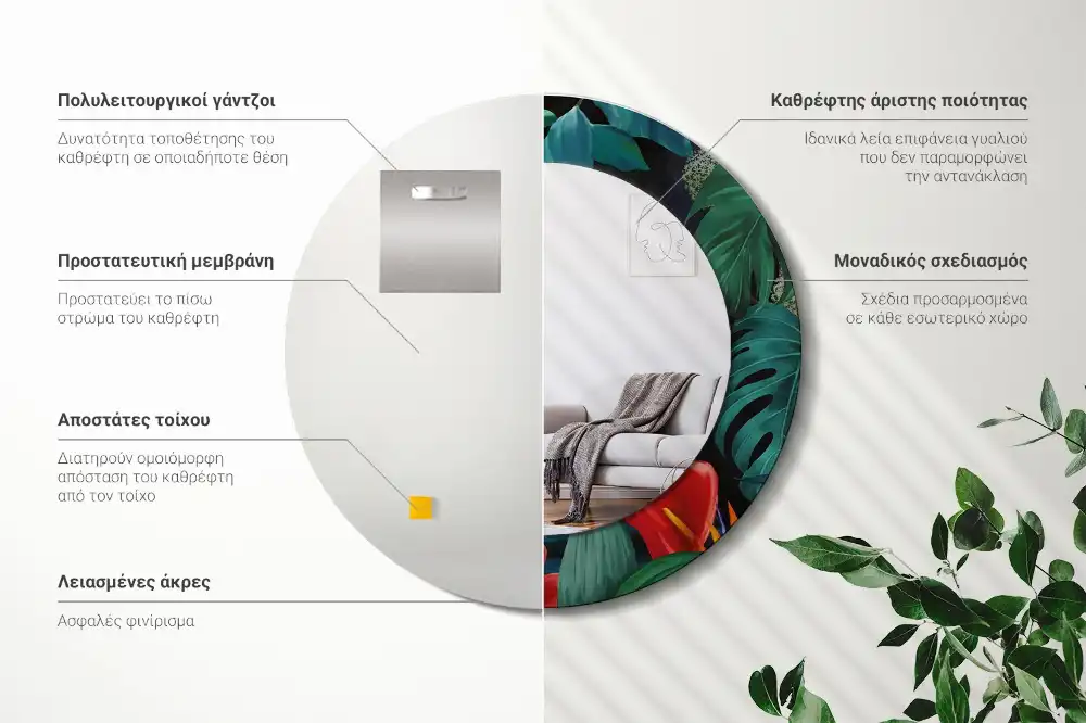 Okroglo okrasno ogledalo Starinska džungla