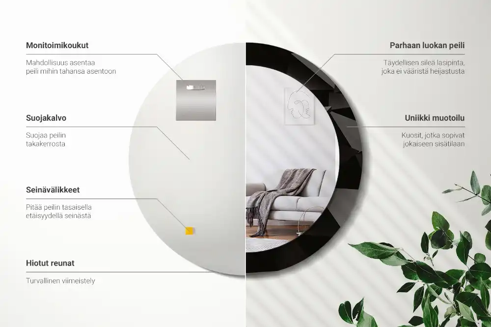 Okroglo okrasno ogledalo Abstraktna črna