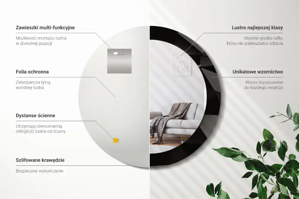 Okroglo okrasno ogledalo Abstraktna črna