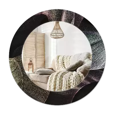 Okroglo okrasno ogledalo Temni tropski listi