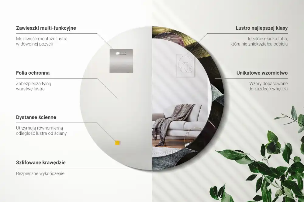 Okroglo okrasno ogledalo Temni tropski listi