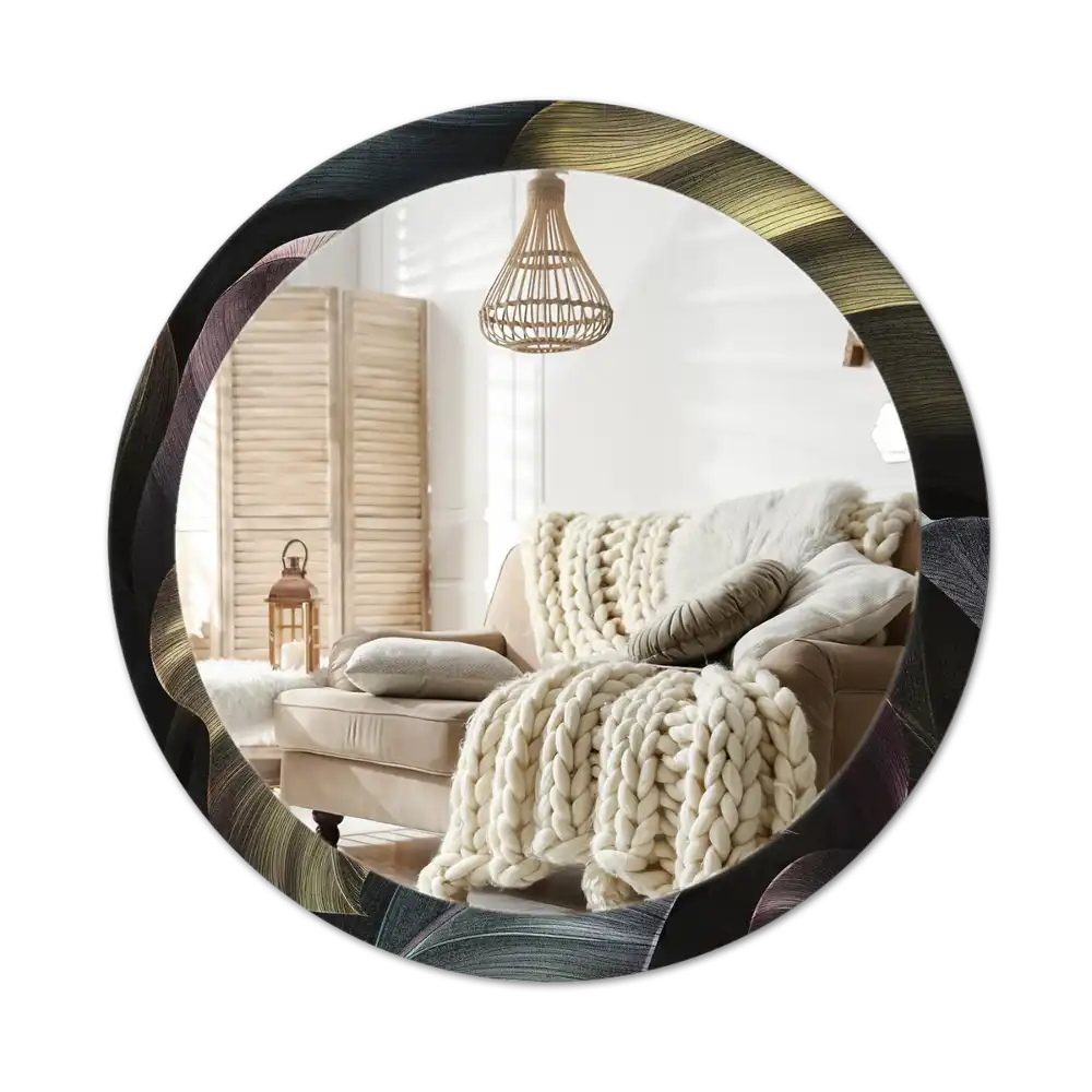 Okroglo okrasno ogledalo Temni tropski listi