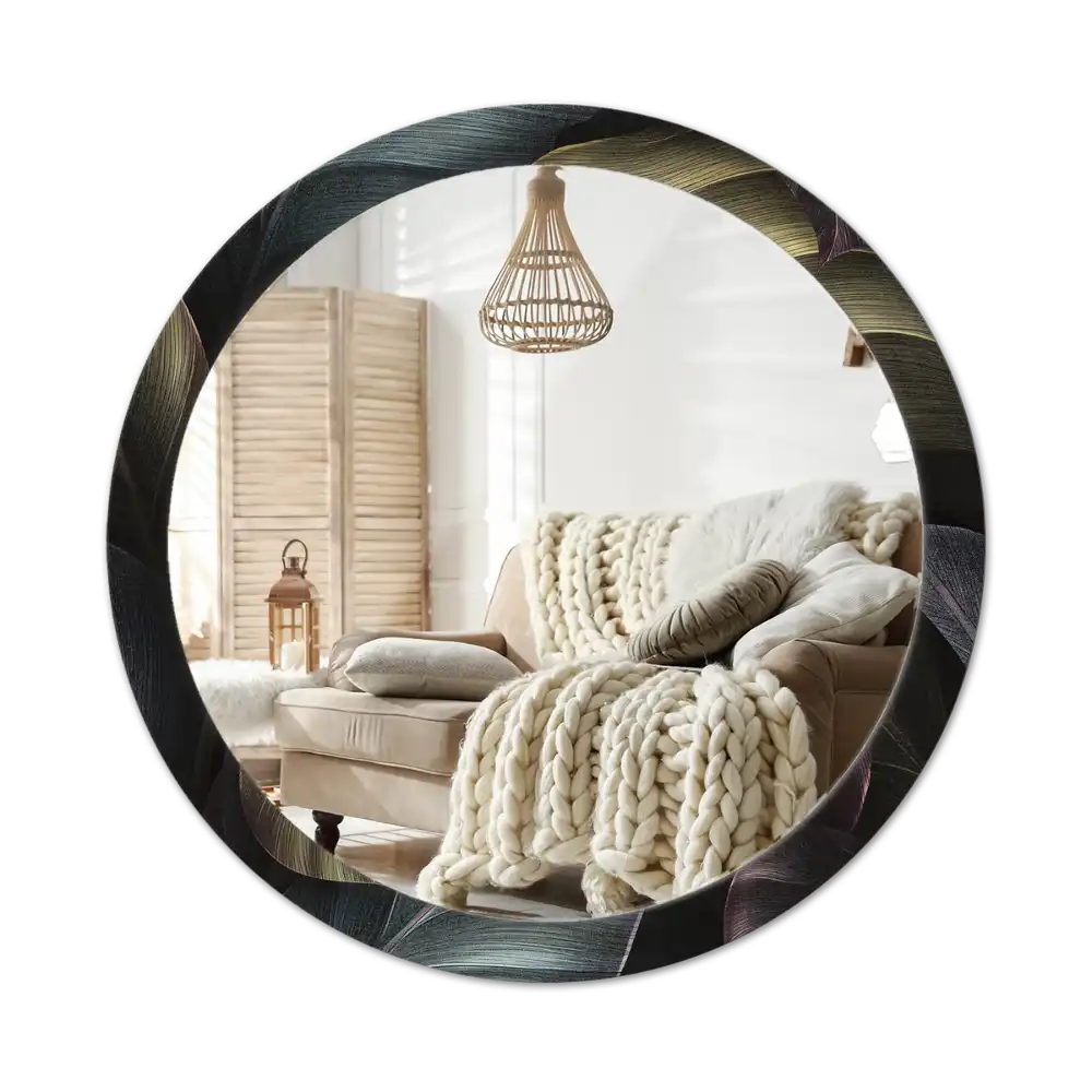 Okroglo okrasno ogledalo Temni tropski listi