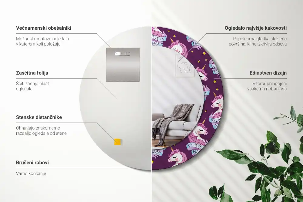 Okroglo okrasno ogledalo Samorogova zvezda