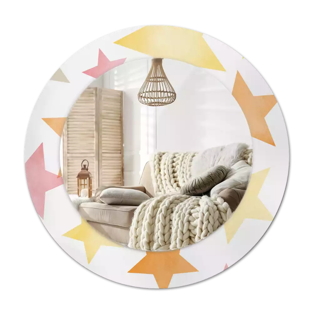 Tiskano okroglo ogledalo Pastelne zvezde