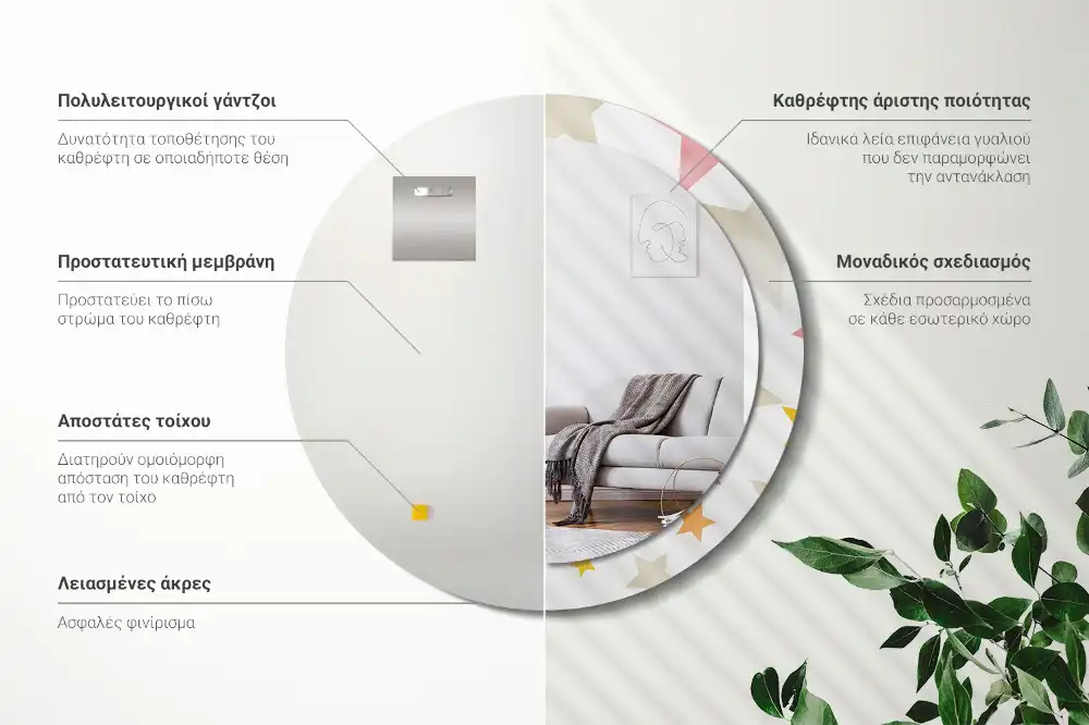 Tiskano okroglo ogledalo Pastelne zvezde