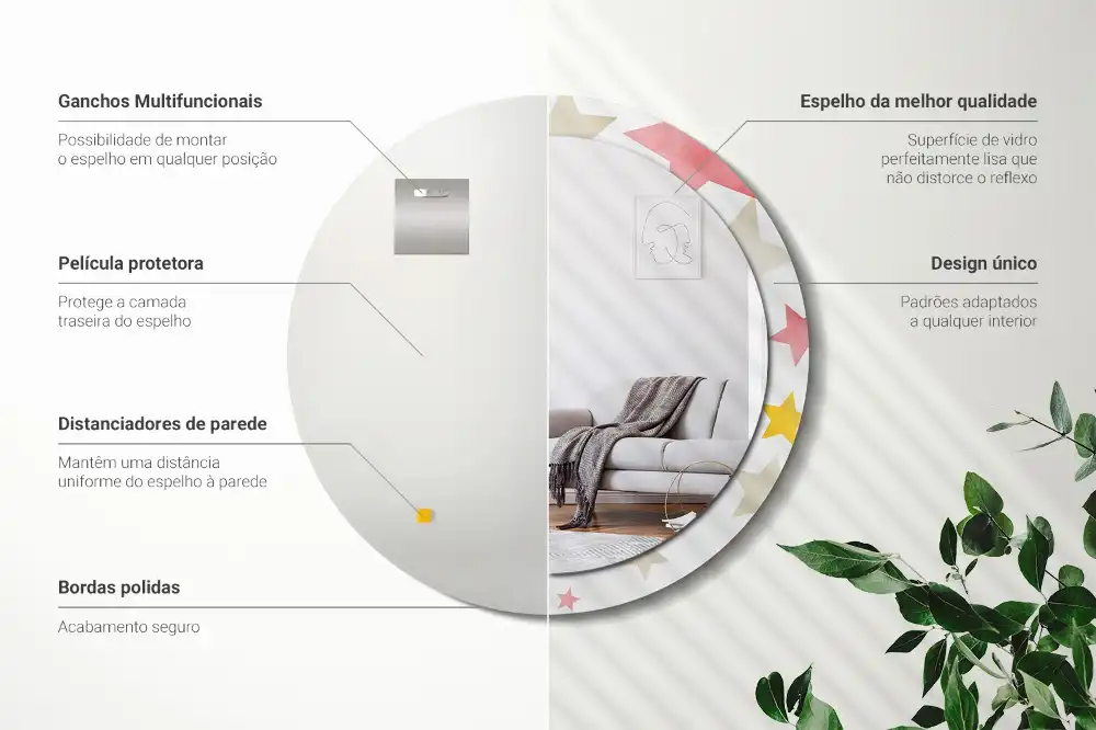 Tiskano okroglo ogledalo Pastelne zvezde