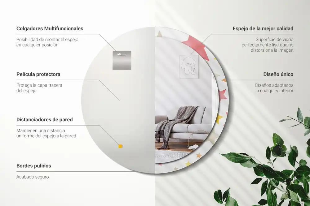 Tiskano okroglo ogledalo Pastelne zvezde