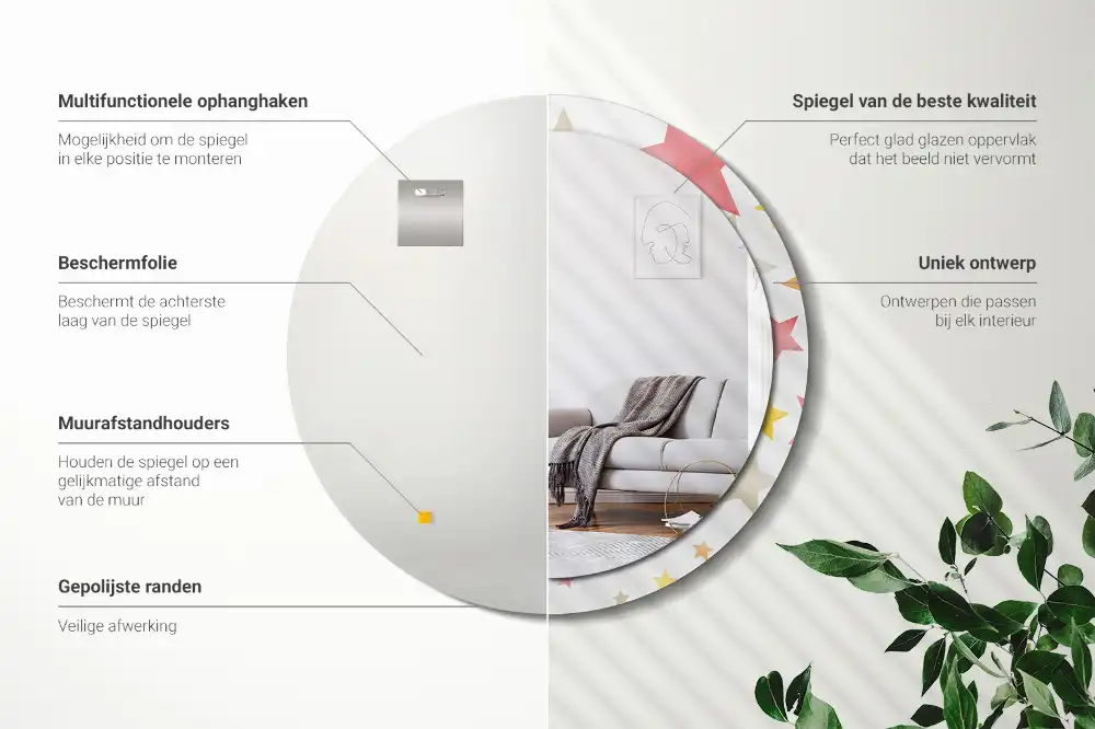 Tiskano okroglo ogledalo Pastelne zvezde