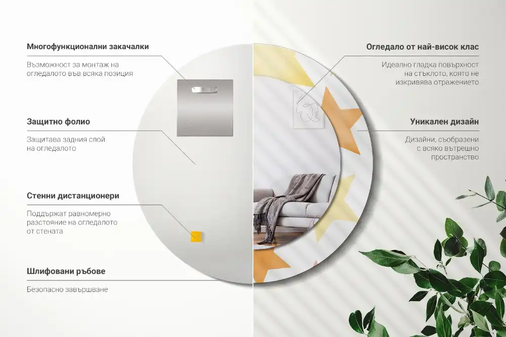 Tiskano okroglo ogledalo Pastelne zvezde