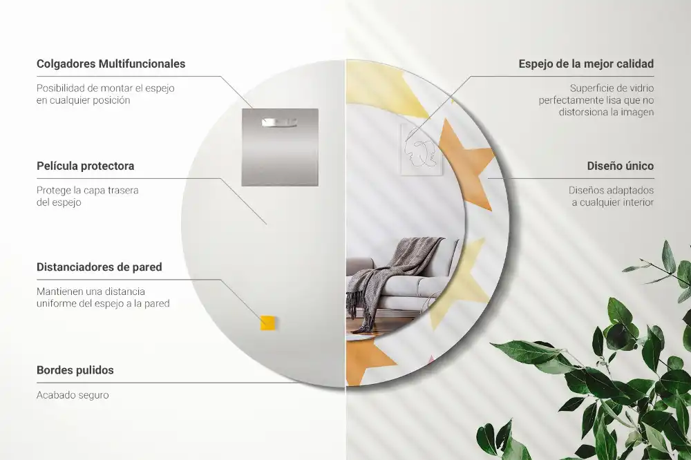 Tiskano okroglo ogledalo Pastelne zvezde