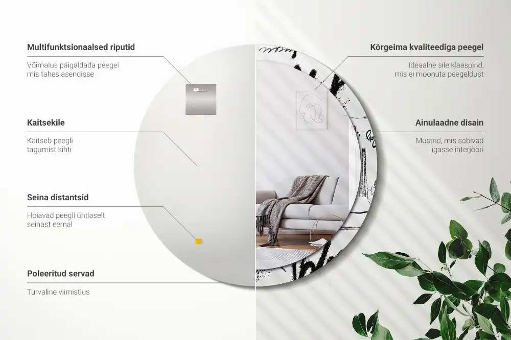 Okroglo stensko okrasno ogledalo Grafitni vzorec