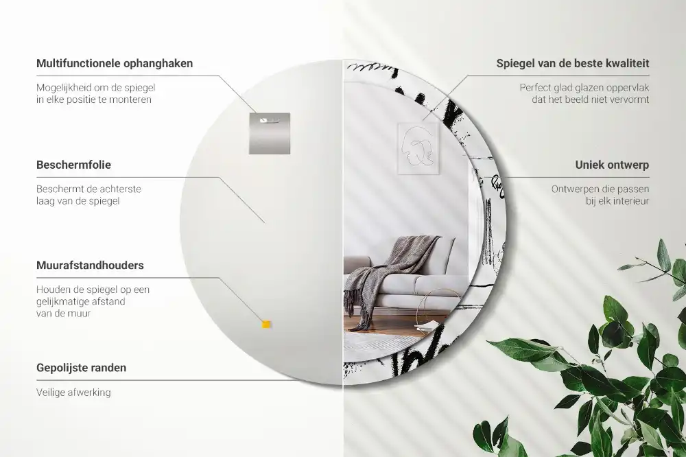 Okroglo stensko okrasno ogledalo Grafitni vzorec