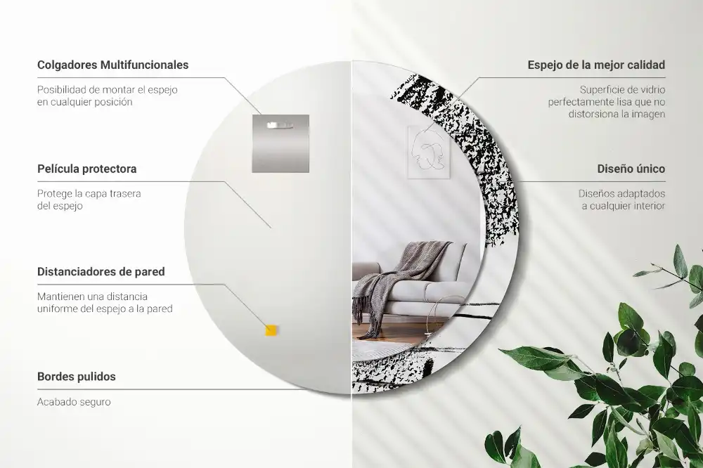 Okroglo stensko okrasno ogledalo Grafitni vzorec