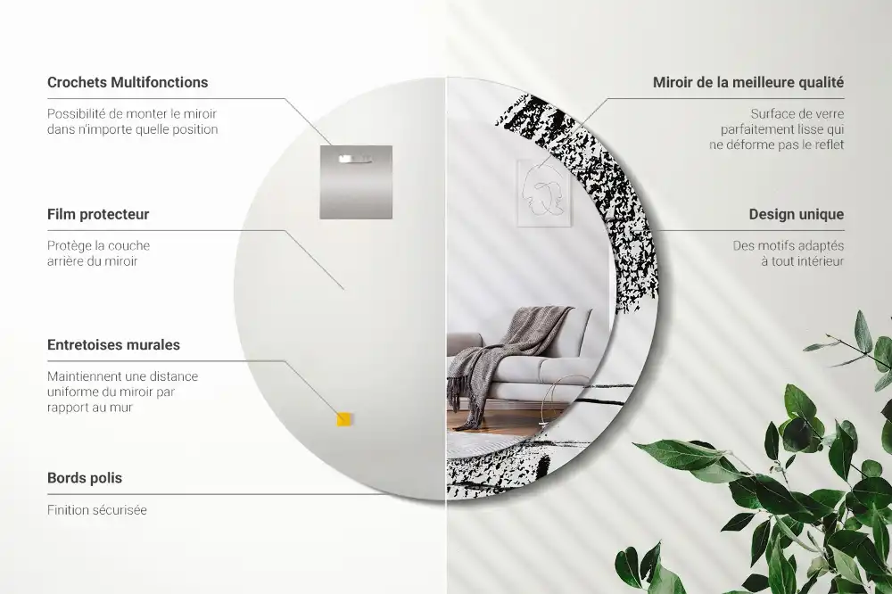 Okroglo stensko okrasno ogledalo Grafitni vzorec