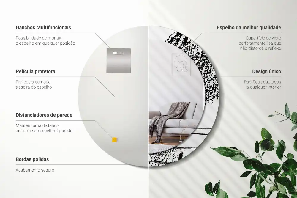 Okroglo stensko okrasno ogledalo Grafitni vzorec