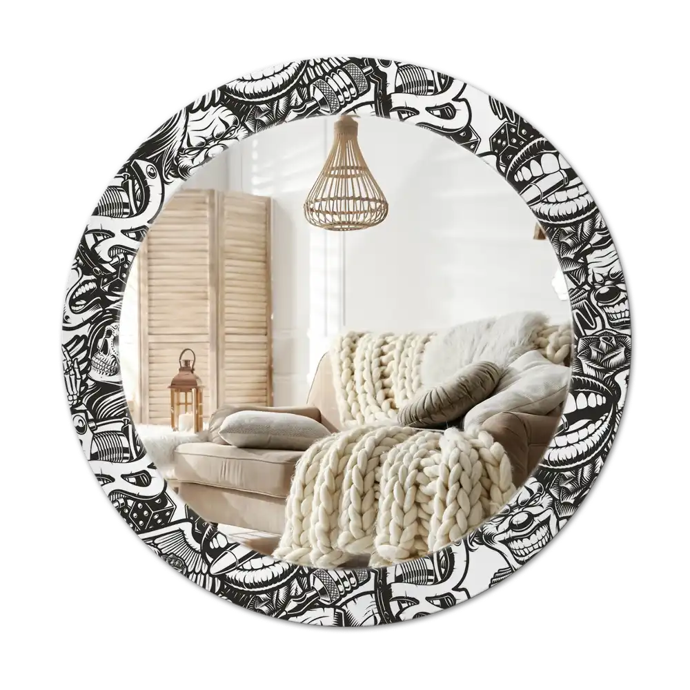 Tiskano okroglo ogledalo Grafiti klovni