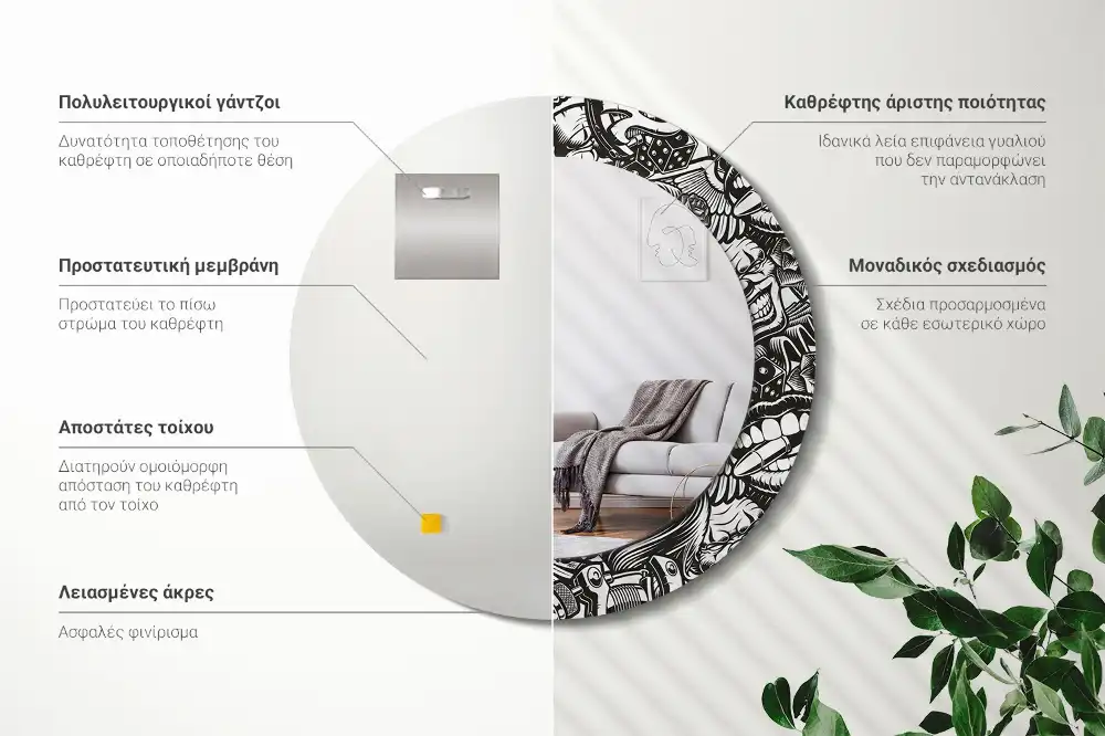 Tiskano okroglo ogledalo Grafiti klovni